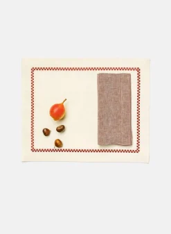 SUSAN BIJL Kitchen & Tableware^Ricamo Placemat, White/Bordeaux - Chiarastella Cattana