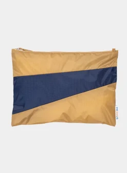 SUSAN BIJL The New Pouch^The New Pouch Camel & Navy Large