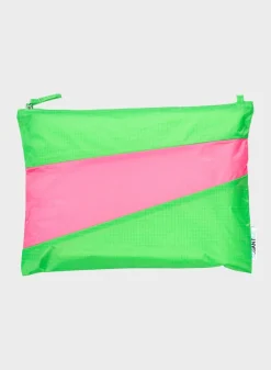 SUSAN BIJL The New Pouch^The New Pouch Greenscreen & Fluo Pink Large