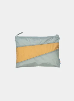 SUSAN BIJL The New Pouch^The New Pouch Grey & Camel Medium