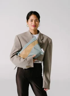SUSAN BIJL The New Pouch^The New Pouch Grey & Camel Large