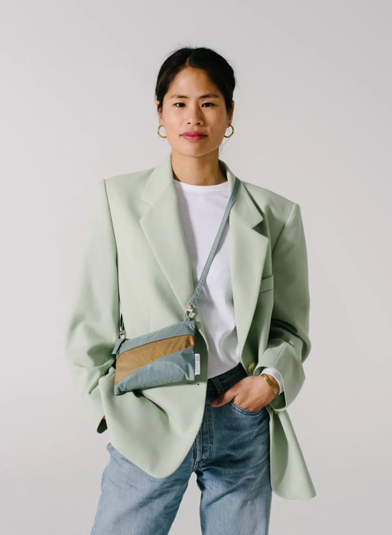 SUSAN BIJL The New Pouch^The New Pouch Grey & Camel Small