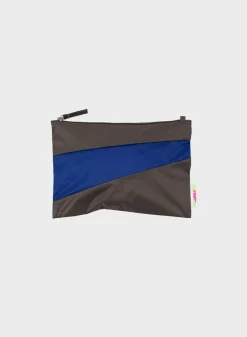 SUSAN BIJL The New Pouch^The New Pouch Warm Grey & Electric Blue Medium