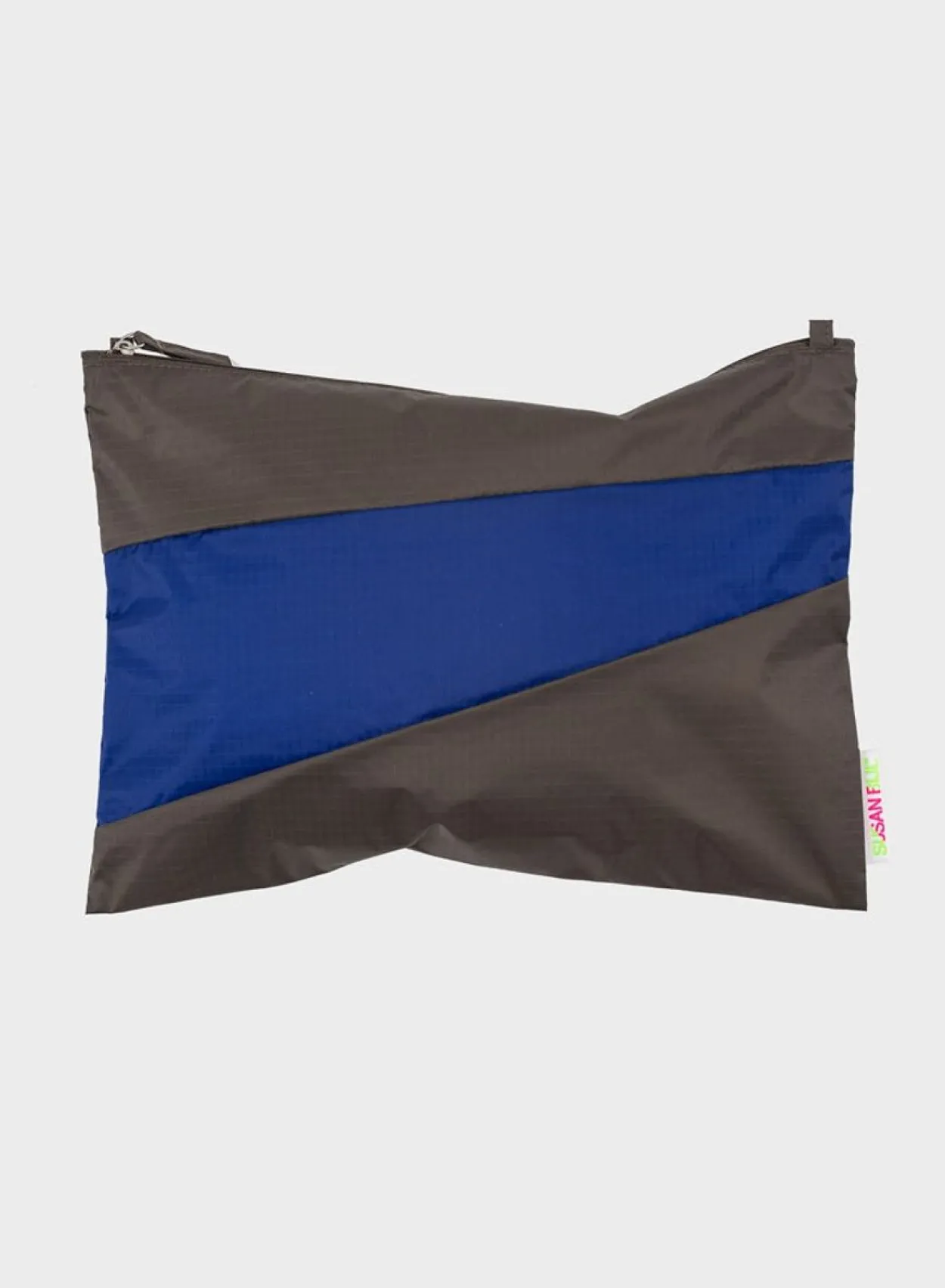 SUSAN BIJL The New Pouch^The New Pouch Warm Grey & Electric Blue Large
