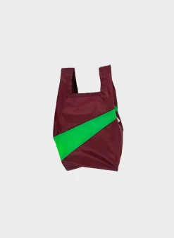 SUSAN BIJL The New Shopping Bag^The New Shopping Bag Burgundy & Greenscreen Small