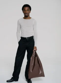 SUSAN BIJL The New Shopping Bag^The New Shopping Bag Large, Oil Dark Brown