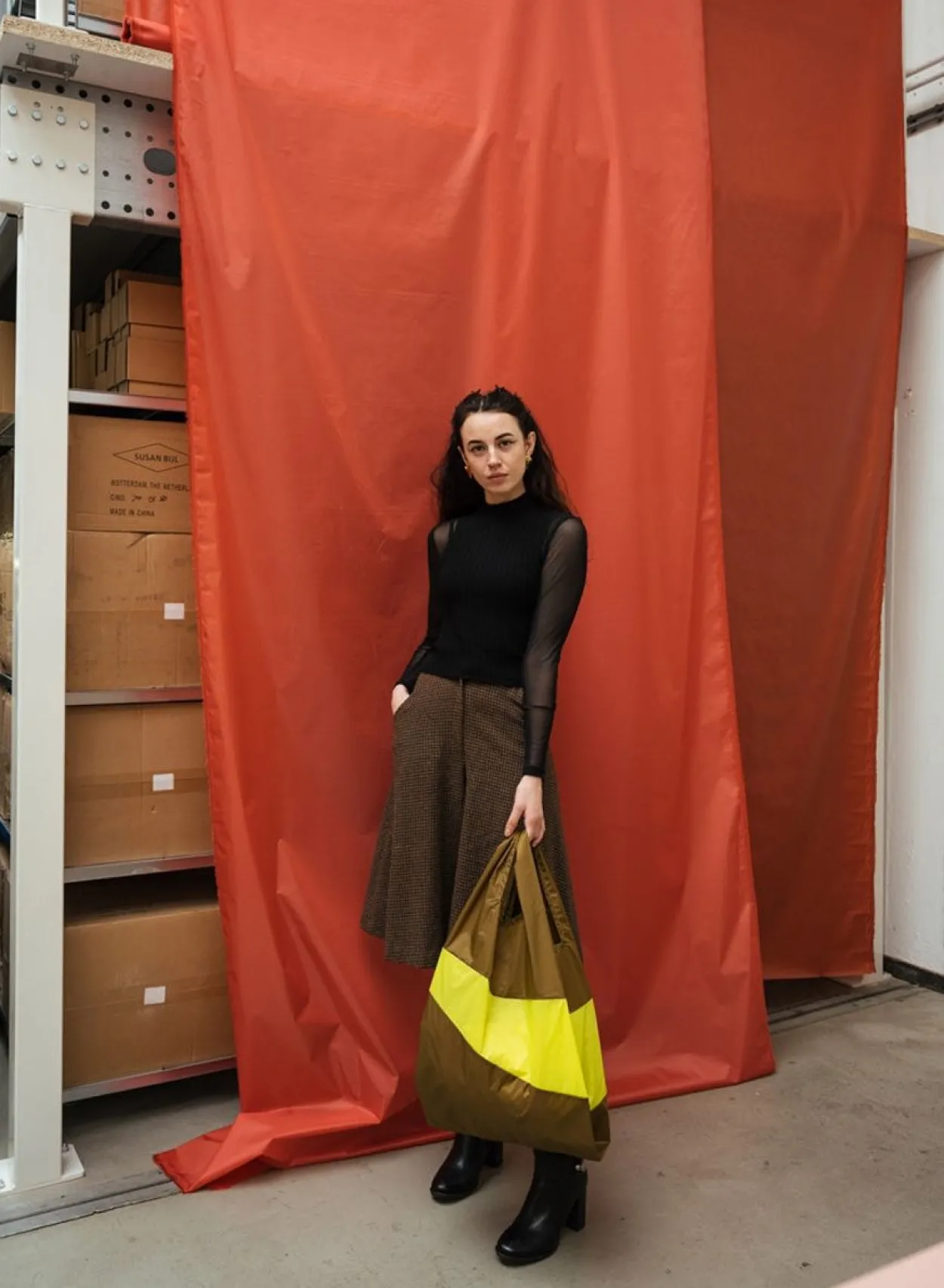 SUSAN BIJL The New Shopping Bag^The New Shopping Bag Make & Fluo Yellow Large