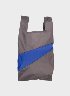 SUSAN BIJL The New Shopping Bag^The New Shopping Bag Warm Grey & Electric Blue Medium