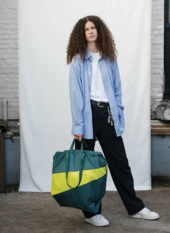 SUSAN BIJL The New Stash Bag^The New Stash Bag Pine & Fluo Yellow Large